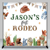 Lofaris Cowboy First Rodeo Custom Name Birthday Backdrop